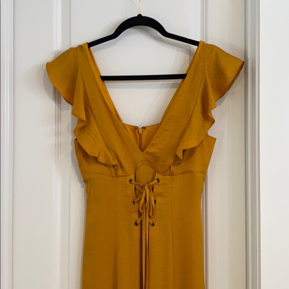 Mustard yellow silk dress
